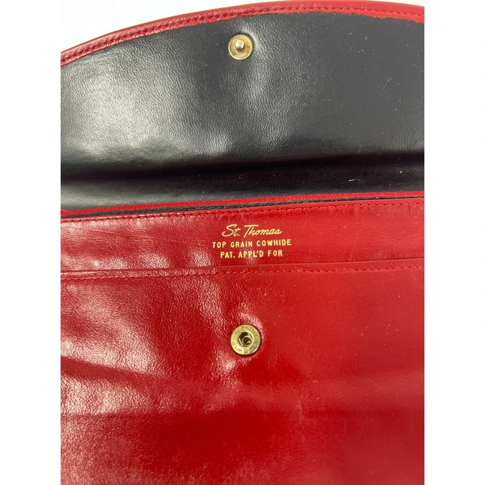 Vintage St Thomas Red Leather Cowhide Clutch Purse Wallet